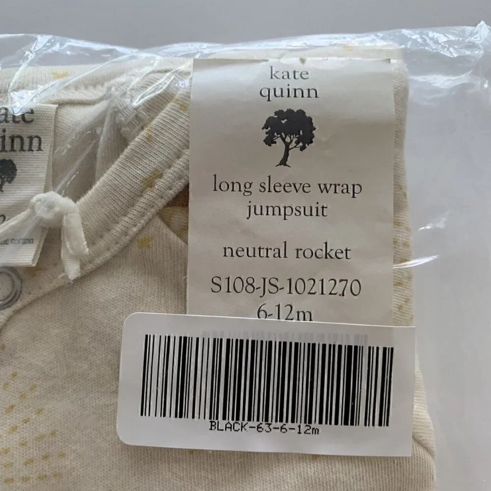 Kate Quinn Organics Baby Neutral Rocket Long Sleeve Wrap Jumpsuit 6-12 Months